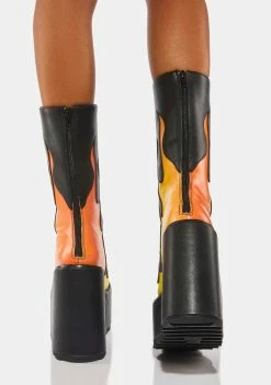 Y.R.U. Platforms Dune Lace-Up Flame Boots