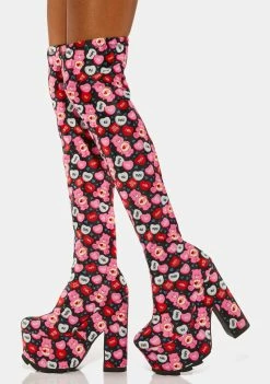 Y.R.U. Labyrinth Care Bears Valentine Thigh High Boots