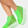 Y.R.U. Platforms Neon Green Elevation Mesh Platform Sneakers
