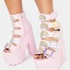 Y.R.U. Pink Dreamscape Rainbow Platform Heels