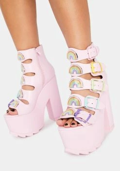 Y.R.U. Pink Dreamscape Rainbow Platform Heels