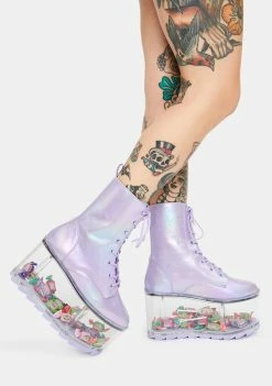 Y.R.U. Qloud Ultra Metallic Purple Platform Boots