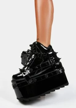 Y.R.U. Qozmo Patent Bondage Rose Platform Sneakers