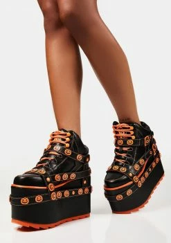 Y.R.U. Orange Qozmo Bondage Jack-O-Lantern Platform Sneakers