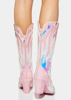 Y.R.U. Pink Space Cowgirl Flame Boots