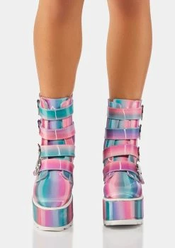 Y.R.U. Prizmatiq Pastel Karma Alien Boots Platforms