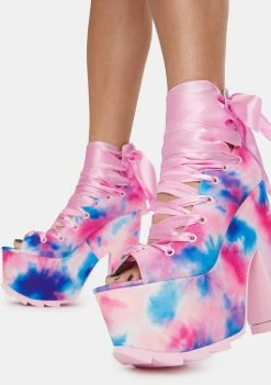 Cheapest โ Y.R.U. Pink Tie Dye Ballet Bae Platform ๐ Heels โจ 8 Y.R.U. Pink Tie Dye Ballet Bae Platform Heels