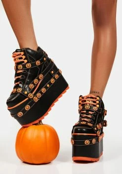 Y.R.U. Orange Qozmo Bondage Jack-O-Lantern Platform Sneakers
