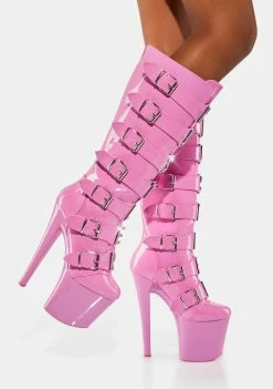 Y.R.U. Pink VIP Hustler Knee High Boots
