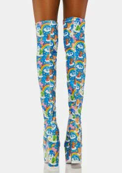Y.R.U. Labyrinth Care Bears Blue Sky Thigh High Boots