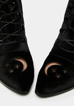 Y.R.U. Black Velvet Aura Ankle Boots