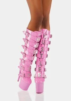 Y.R.U. Pink VIP Hustler Knee High Boots