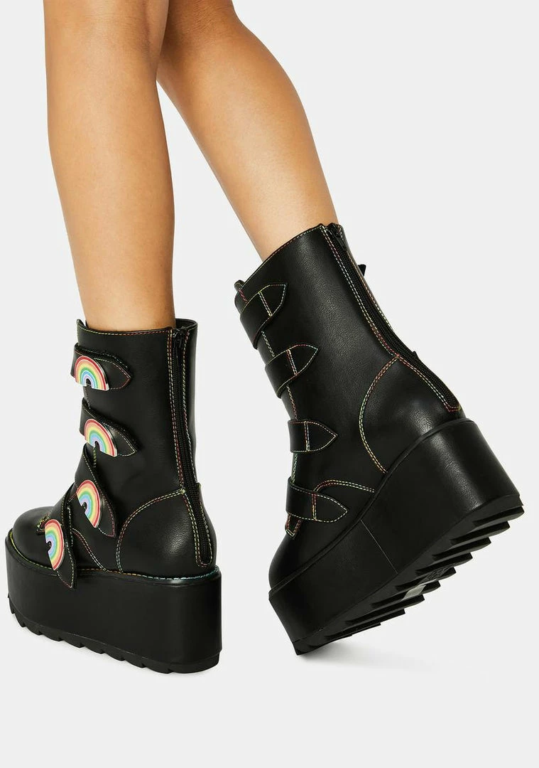 Discount π Y.R.U. Black Karma Rainbow Platform π₯Ύ Boots βοΈ 6 Y.R.U. Black Karma Rainbow Platform Boots