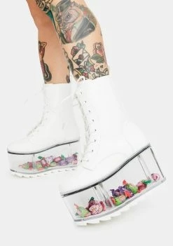 Y.R.U. Platforms Qloud Ultra White Platform Boots