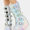 Y.R.U. Platform Boots Holographic Dune X Buckle Boots