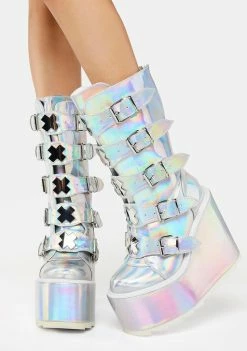 Y.R.U. Platform Boots Holographic Dune X Buckle Boots