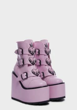Y.R.U. SHOP 33 Y.R.U. Pink Dune Lo Hearts On Fire Platform Boots