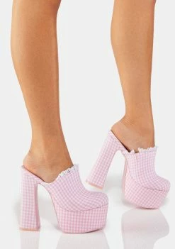 Y.R.U. Pink Gingham Stardust Platform Clogs Platforms