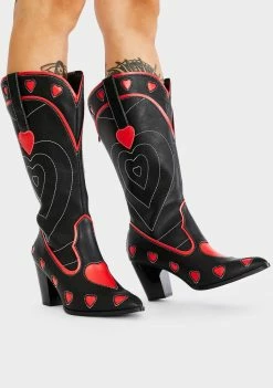 Y.R.U. Black Heart Space Cowgirl Boots Boots & Booties