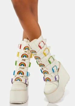 Y.R.U. Platforms White Dune Rainbow Boots