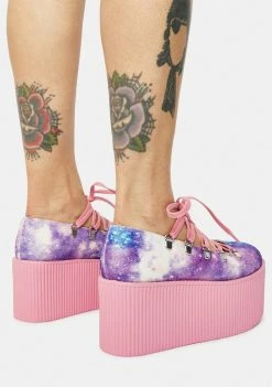 Y.R.U. Pink Galaxy Kaos Ballerina Platforms