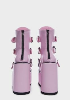 Y.R.U. Pink Dune Lo Hearts On Fire Platform Boots