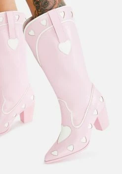 Y.R.U. Pink Heart Space Cowgirl Boots Cowboy Boots