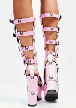 Y.R.U. Pink Nightcall Hi Butterfly Platform Heels