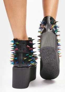 Y.R.U. Multi Kaos Lo Spike Platform Sneakers