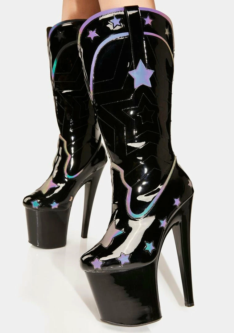 Brand new ๐งจ Y.R.U. Dolly Star Reflective Platform ๐ Heels ๐ 3 Y.R.U. Dolly Star Reflective Platform Heels