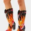 Y.R.U. Red Space Cowgirl Flame Boots