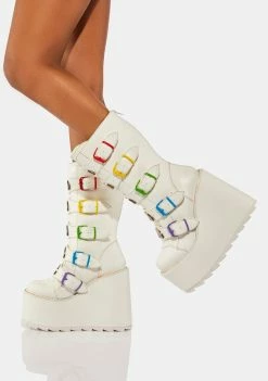 Y.R.U. Platforms White Dune Rainbow Boots