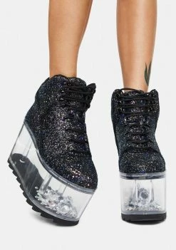 Y.R.U. Black Glitter Qloud Ultra Qozmo Platform Sneakers Platforms