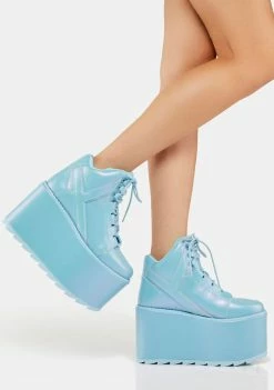 Y.R.U. Pearl Blue Qozmo Platform Sneakers