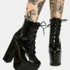 Y.R.U. Night Terror Black Patent Platform Boots