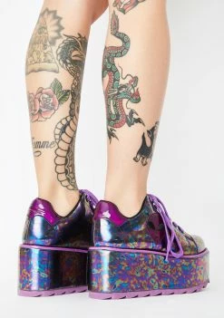Y.R.U. Purple Slick Lala Alien Platform Sneakers