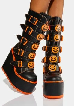 Y.R.U. Dune Jack O Lantern Platform Boots