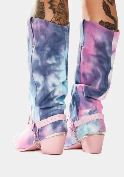 Y.R.U. Death Proof Pastel Tie Dye Cowboy Boots