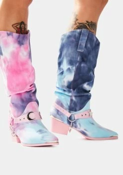 Y.R.U. Death Proof Pastel Tie Dye Cowboy Boots