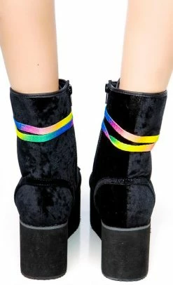 Y.R.U. Boots & Booties Bloq Velvet Platform Boots