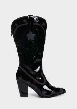 Y.R.U. Black Star Space Cowgirl Boots Cowboy Boots