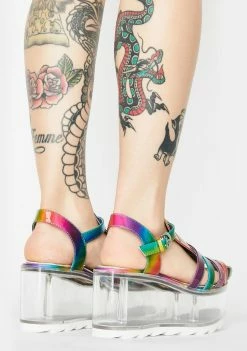 Y.R.U. Platforms Rainbow Qloud Chariot Holographic Platform Sandals