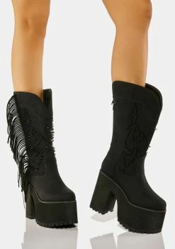 Y.R.U. Bad Bitch Fringe Cowboy Boots