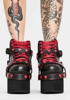 Y.R.U. Platforms Qozmo Bondage Red Heart Platform Sneakers