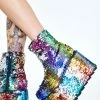 Y.R.U. Platforms Qomet Rainbow Flip Sequin Platform Boots