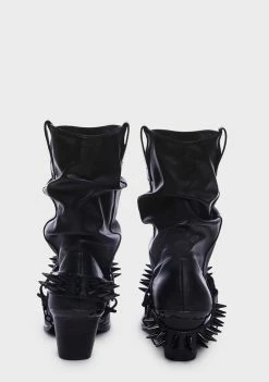 Y.R.U. Black Death Proof Lo Spike Cowboy Boots