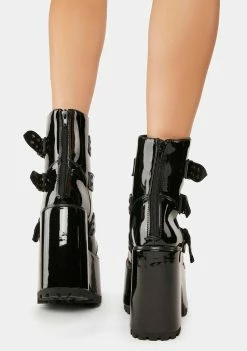 Y.R.U. Blackout Smash Strapped Platform Boots