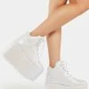 Y.R.U. White Pearl Qozmo Platform Sneakers