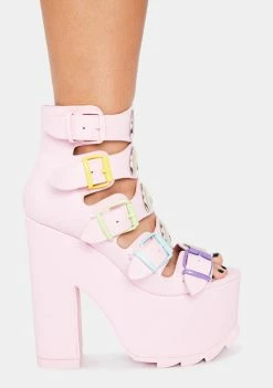 Y.R.U. Pink Dreamscape Rainbow Platform Heels