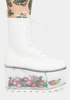 Y.R.U. Platforms Qloud Ultra White Platform Boots